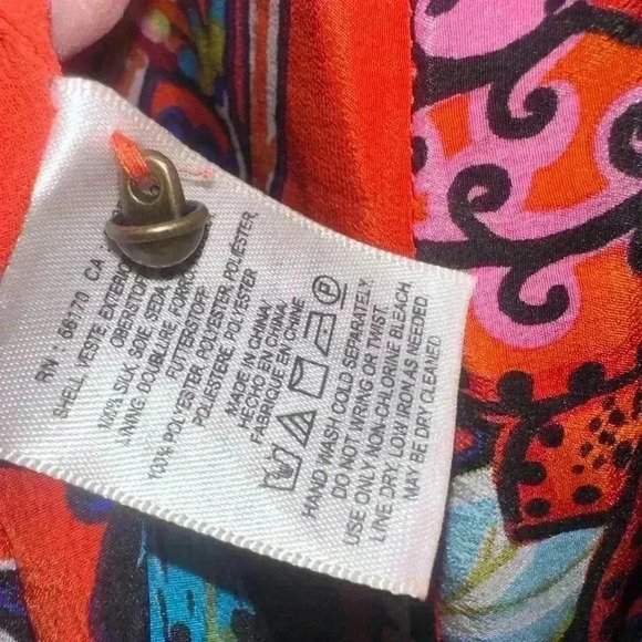 🌷Anthropologie Maeve Larkhill 100% Silk Swing Dress Floral Orange Midi Length S - Picture 11 of 12